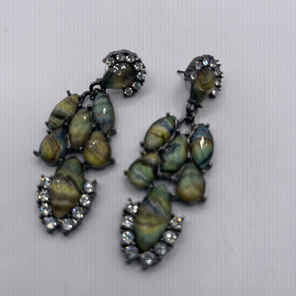 Vintage Labradorite Green Color Gems Chandelier Earrings